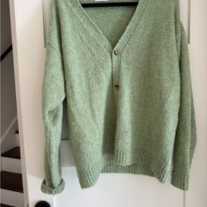 Topman Sage Green V-Neck Cardigan